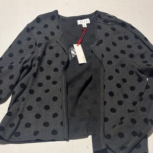 Elle Charcoal and Black Polka Dot Cardigan